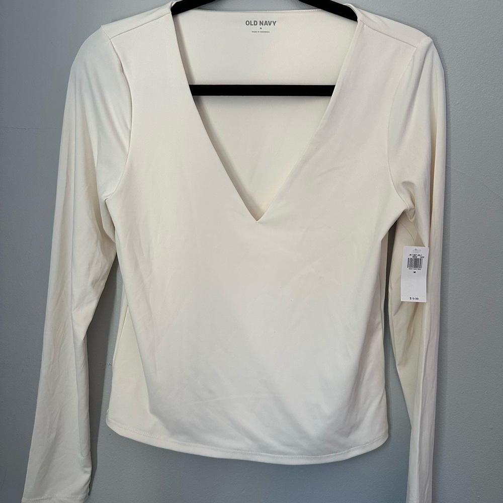 Old Navy Women's White V-Neck Blouse